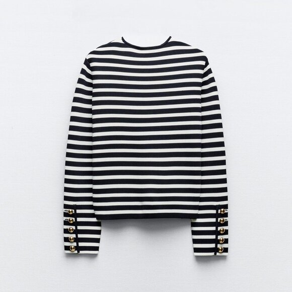 Zara Black and White Striped Cardigan - Picture 3 of 3